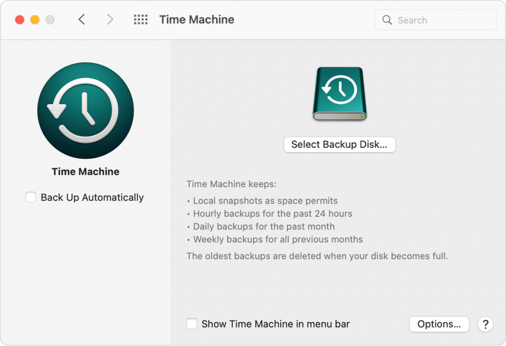 Create A Backup With Time Machine