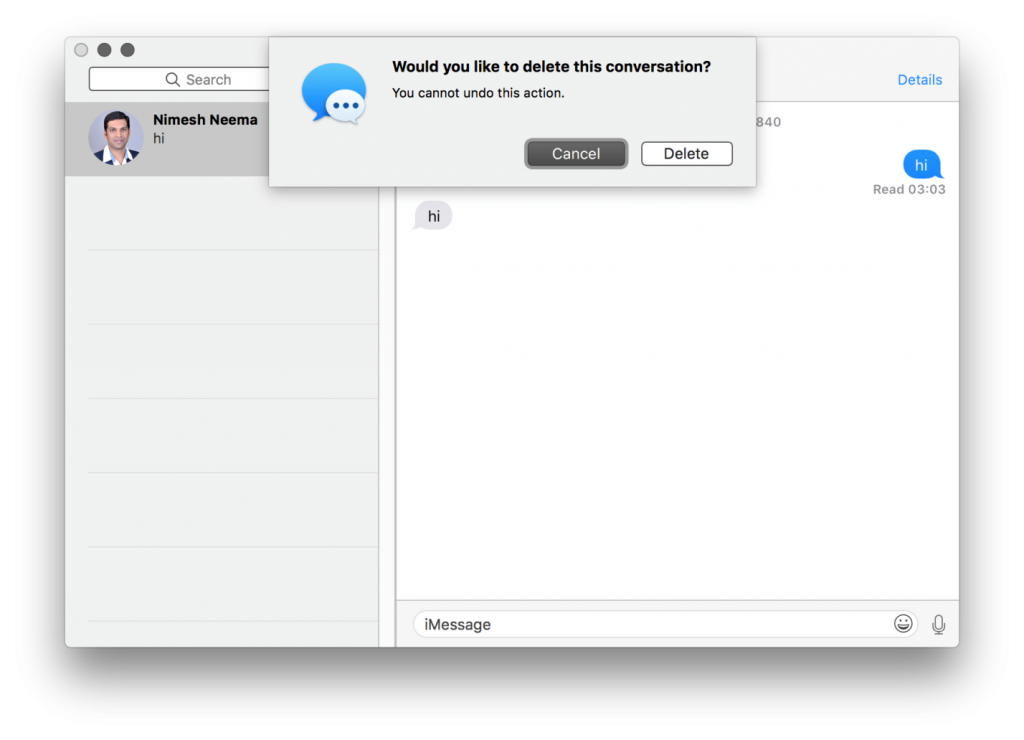 Delete Messages on MacBook Via The Messages App